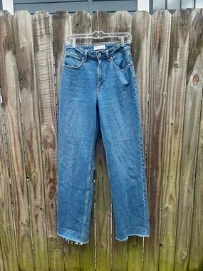 Abercrombie & Fitch 90s Relaxed Jean High Rise 27 Raw Hem Long Inseam